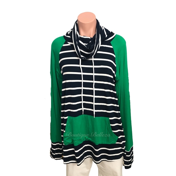 Navy & Green Funnel Neck - Picture 2 of 8